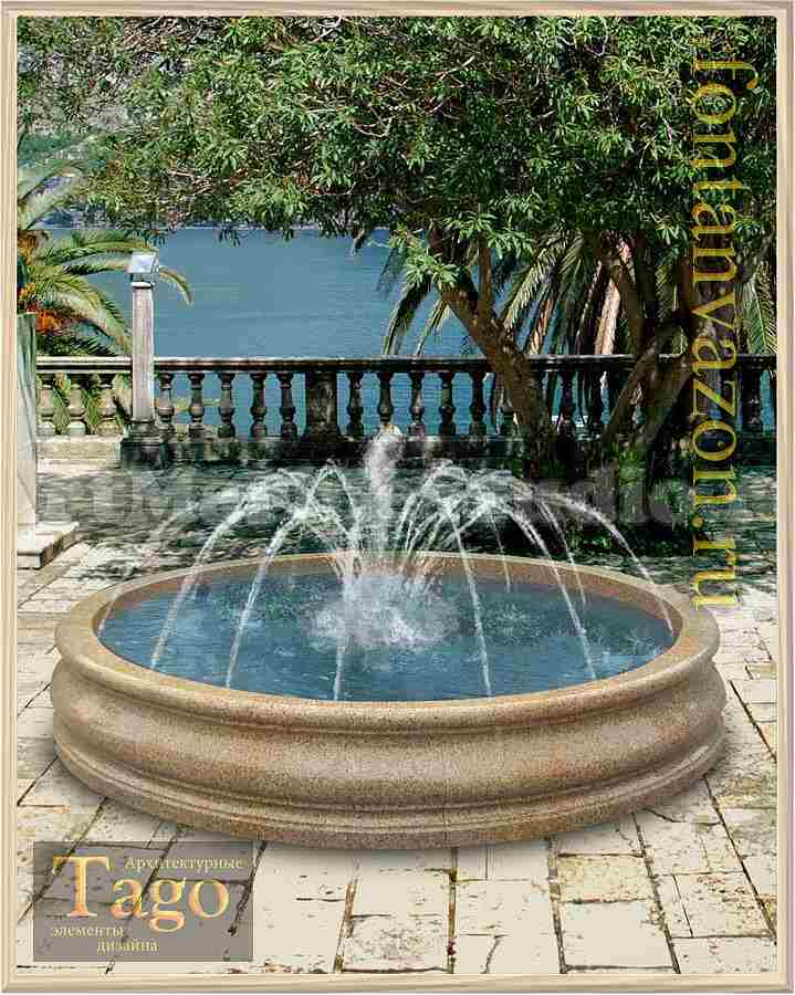 Садовый фонтан из бетона Венеция с круглой чашей: